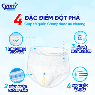 Tã/Bỉm Quần Người Lớn Canny Siêu Mềm, Siêu Thấm, Kháng Khuẩn Size L7 (7 Miếng)