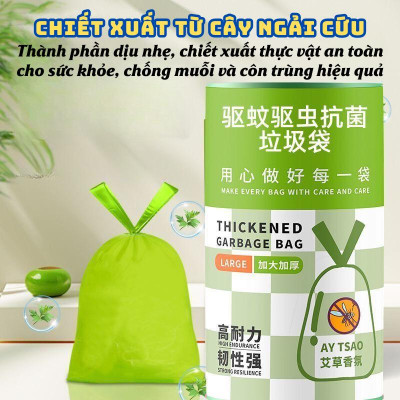 Túi Đựng Rác Dạng Rút Linh Chi Bedding Cuộn 50 Túi Chịu Tải Tốt Siêu Dai Màu Xanh Lá