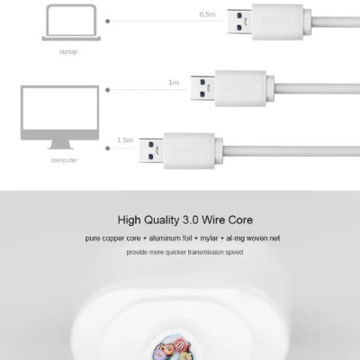 Ugreen UG30202CR118TK 1M màu Trắng Bộ chia HUB USB 3.0 sang 4 USB 3.0 có khay đỡ hỗ trợ nguồn 5V cao cấp - HÀNG CHÍNH HÃNG