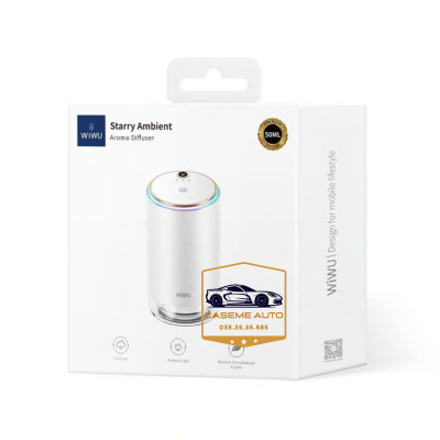 Máy Khuếch Tán Tinh Dầu Ô Tô Wi WU Starry Ambient Aroma Diffuser AR003 – Sang Trọng, Có Đèn LED, Pin 500mAh - Hàng Nhập Khẩu