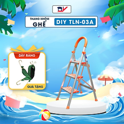 Thang nhôm ghế bản bậc rộng DIY TLN-03A 3 bậc, chiều cao sử dụng tối đa 75cm