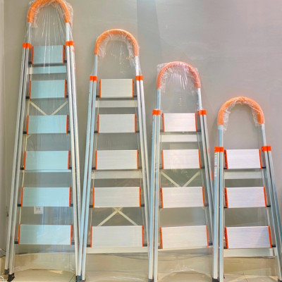 Thang nhôm 3 - 4 - 5 - 6 bậc xếp gọn - chữ A -  bản to - tay vịn -  cao cấp chính hãng -  thang gia đình đa năng gấp gọn