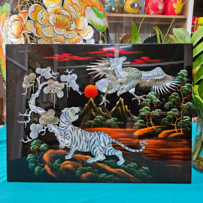 Tranh sơn mài cẩn ốc xà cừ cao cấp, ốc chìm, hàng xuất khẩu size 30x40 cm treo tường, trang trí nhà cửa,...