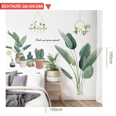 Sticker Giấy Dán Tường Decal Dán tường Mẫu Hoa Lá Cực Xinh ZH025