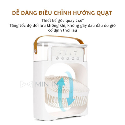 Quạt Điều Hòa Hơi Nước Mini, Quạt Phun Sương Tạo Ẩm Làm Mát Để Bàn, Hẹn Giờ Thông Minh Tích Hợp Đèn Ngủ - HÀNG CHÍNH HÃNG MINIIN