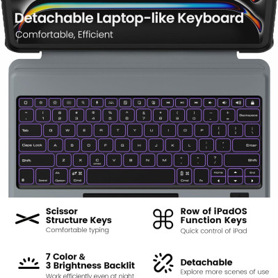 Bao Da Kèm Bàn Phím cho iPad Pro 11 inch & iPad Pro 13 inch M4 2024 Nillkin Bumper Combo Case Keyboard (Có Đèn Nền Backlit Keyboard) - Hàng Chính Hãng