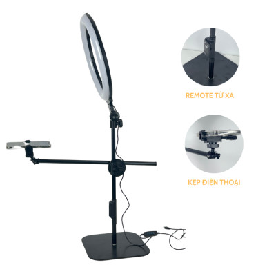 Bộ chân đế và đèn để bàn Yungteng VCT-828 hỗ trợ quay review sản phẩm - review nấu ăn - livestream để bàn -Hàng chính hãng 