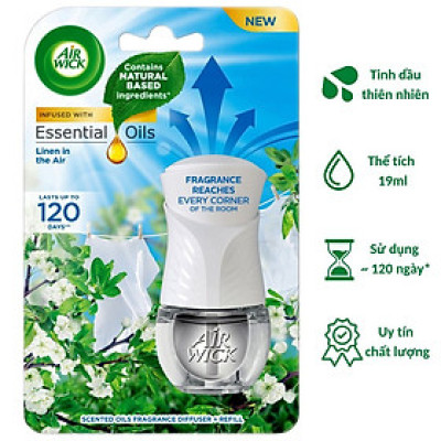 Bộ tinh dầu cắm điện Air Wick AWK2236 Linen In The Air 19ml (Hương hoa táo), sử dụng điện 220V