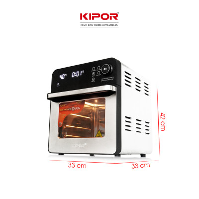 Nồi chiên không dầu KIPOR KP-AF657 - 15L - Lò nướng điển tử công nghệ RAPID AIR nhiệt tối đa 230 độ lòng nồi inox 304- Hàng chính hãng