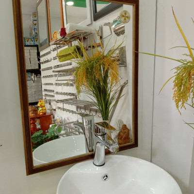 Gương soi Kibath vân gỗ KT 50x65 cm, KB-128