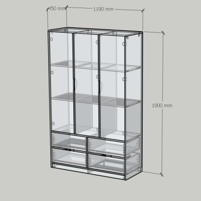 HAPPY FURNITURE ,Tủ lưu trữ 3 cửa mở - LAYLA , TCM_274 , 119cm x 45cm x 190cm DxRxC