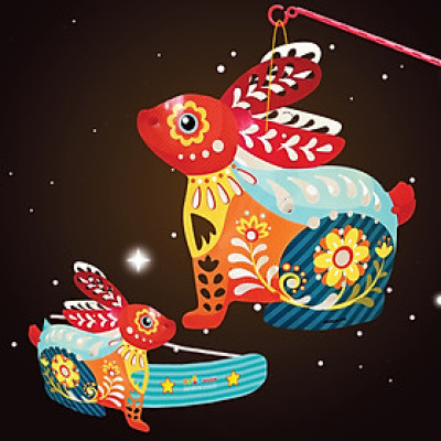 Lồng đèn trung thu Happy KiBu - Lồng đèn sáng tạo, Ánh sáng đêm trăng hình Thỏ