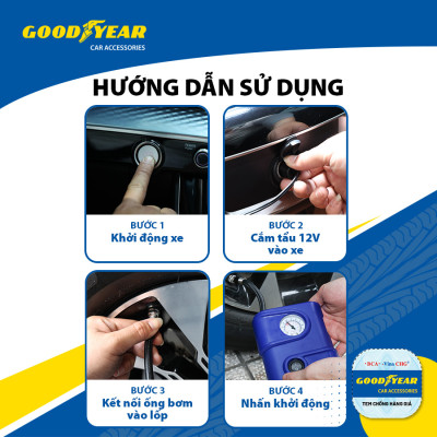 Máy Bơm Lốp Xe GOODYEAR GY-2585 Mini Tiện Dụng - Nhập Khẩu Chính Hãng