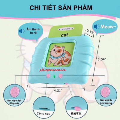 Máy đọc thẻ Flashcard song ngữ anh việt thông minh cho bé 112 thẻ 244 từ vựng KG133 - Hàng chính hãng