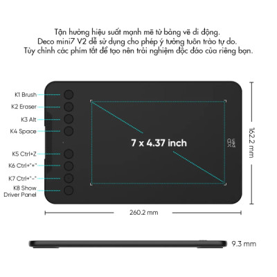 Bảng Vẽ Điện Tử XP-Pen Deco Mini7 V2 – 16K - Hàng Chính Hãng