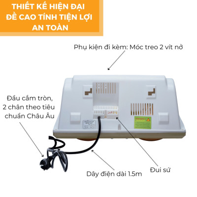 Đèn sưởi nhà tắm cao cấp sưởi ấm nhanh, chống loá, đui sứ chống cháy nổ -hàng chính hãng thương hiệu Hare - bảo hành 36 tháng