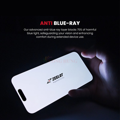 Dán màn hình cường lực Full viền chống tia xanh Zeelot SOLIDsleek dành cho iPhone 15 Pro Max/15 Pro/15 Plus/15/14/13 - Hàng chính hãng
