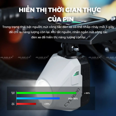 Đèn Xe Đạp Trước CYC 1600 Lumens Chống Chói Có kèm Remote và Giá đỡ, thời gian sử dụng lên đến 11h (tùy chế độ) Đi Đêm Địa Hình Có pha/cos - Mai Lee