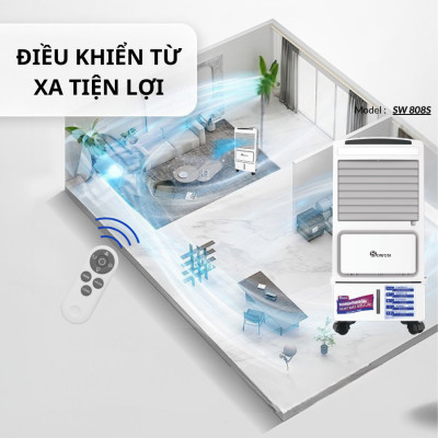 Quạt Tích Điện Điều Hòa SOWUN SW808S, Công Suất 40W Vừa Tích Điện Vừa Làm Mát Bằng Hơi Nước