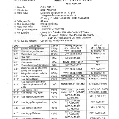 Sữa bột Colos DHA+ 1+ / hộp 800g