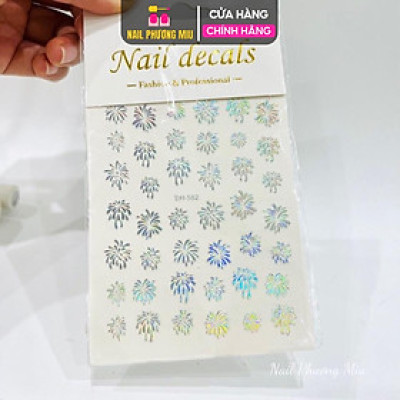 Sticker Tia Sáng p.Hoa Sticker Lấp Lánh, Miếng Giấy Dán Móng Tay 3D Làm Nail Thời Trang Sơn Gel Nữ Women