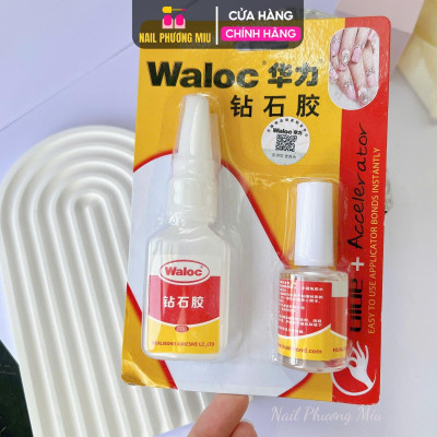 Keo Bê Tông Dán Móng Waloc Đính Đá Siêu Chắc 20g Nhanh Khô Kèm Dung Dịch Làm Khô Keo Dán Làm Nail 15ml Nail Phương Miu Nữ Women