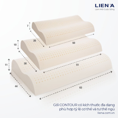 Gối Nằm Cao Su Thiên Nhiên Liên Á Contour- Chống đau mỏi vai gáy, hỗ trợ giấc ngủ, chống ngáy-100% cao su thiên nhiên