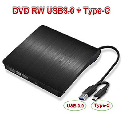 Ổ đĩa quang CD/DVD-RW cắm ngoài USB 3.0, Type-C cho Macbook, Laptop