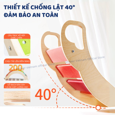 Ván thăng bằng montessori bập bênh vận động cho bé Mideer Rainbow Wooden Climber