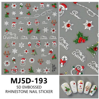 Hình Dán Móng Sticker Ông Già Noel 5D Làm Nail Siêu Xinh, Miếng Dán Móng Hình Giáng Sinh, Bông Tuyết, Tuần Lộc