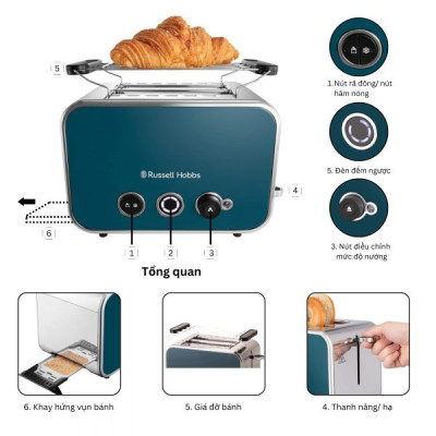 MÁY NƯỚNG BÁNH MÌ Russell Hobbs 26431-56 NHập Đức Hàng Chính hãng