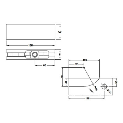 Kẹp kính trên Hafele, inox bóng - 981.00.657
