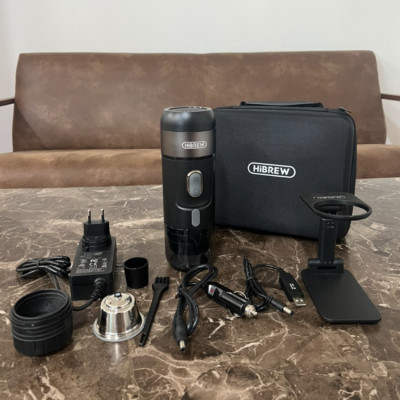 Máy pha cà phê cầm tay Espresso 3 trong 1 thương hiệu HiBREW H4A, H4B sử dụng được trên ô tô, áp suất 15bar