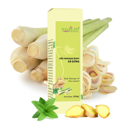Dầu massage body Sả Gừng giảm cảm giác mệt mỏi vai gáy, lưng, đầu gối Tinh Dầu 100 200ml