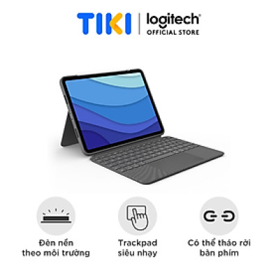 Bao da kèm bàn phím Logitech Combo Touch dành cho iPad Pro 12.9 inch (gen 5) - Bàn phím Backlit có thể tháo rời, Trackpad siêu nhạy - Hàng chính hãng