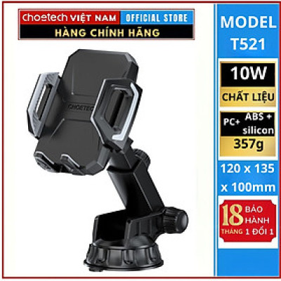 Giá đỡ Choetech T521-S điện thoại kiêm sạc không dây trên ô tô 10W  (Hàng chính hãng)