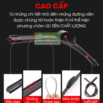 Gạt mưa ô tô silicon Tâm Luân, KHÔNG XƯƠNG - Thân mềm, gạt sạch - không tiếng ồn - độ bền cao - không bị oxi hoá, độ bền lên đến 10 năm