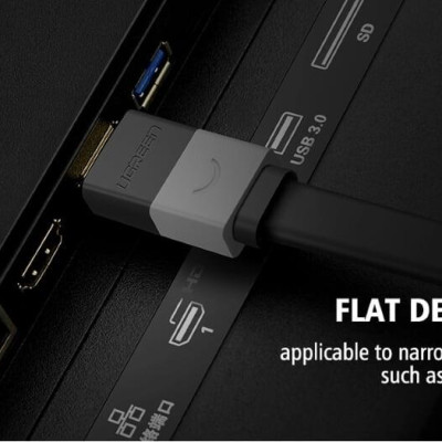 Ugreen UG30108HD120TK 1M màu Đen Cáp tín hiệu HDMI vỏ nhựa PVC cao cấp cáp dẹt - HÀNG CHÍNH HÃNG