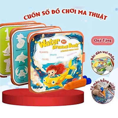 Cuốn sổ ma thuật bóc dán vẽ tranh bằng nước thông minh cho bé phát triển tư duy trí não