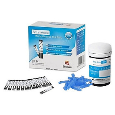Que Thử Đường Huyết Safe Accu Sinocare (Hộp 25 Que)