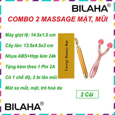 Combo Máy Mát Xa Rung Mắt, Môi 24K + Cây Lăn Nâng Mũi S Line Tự Nhiên - MASA1040