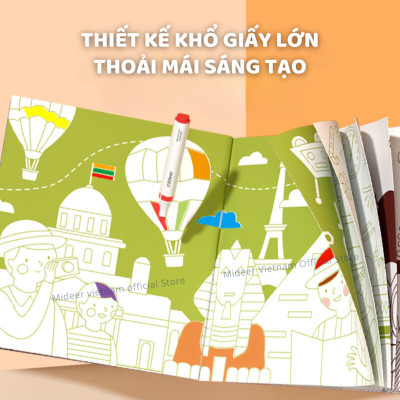Sách tô màu cho bé gái, bé trai Mideer Drawing Coloring tranh tô màu cao cấp
