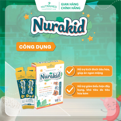 Gói uống Nurakid hỗ trợ tiêu hóa và tăng cường sự ăn ngon miệng cho trẻ em (10 gói) - Nutramed