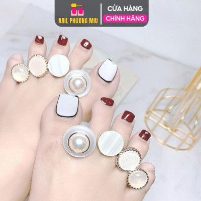 Tách Ngón Lẻ Ngọc Trai Hình Tròn, Hình Cô Gái Cao Cấp Túi 8 Chiếc Làm Nail Tiện Lợi Khi Sơn Và Chụp ảNh, Đế Silicon Đàn Hồi Tốt