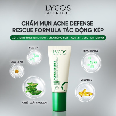 Kem Chấm Mụn 4H Lycos - Kem Mụn ACNE DEFENSE RESCUE FORMULA LYCOS 10G : Giảm Sưng Viêm, Kháng Khuẩn & Gom Cồi Acne Defense Rescue Formula Lycos – 10g