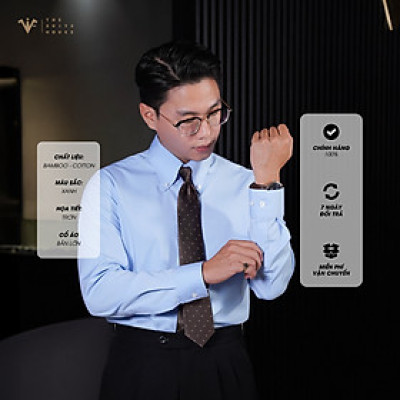 [SEASON 2025] Sơ mi XANH BABY BLUE, CỔ BUTTON DOWN, chất liệu Bamboo + Cotton, Regular-fit tôn dáng, mặc công sở, đi tiệc lịch lãm