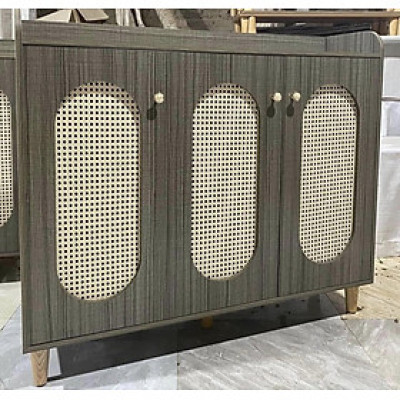 Tủ giày phối mây 3 cánh 1m Juno Sofa cửa vòm hiện đại 