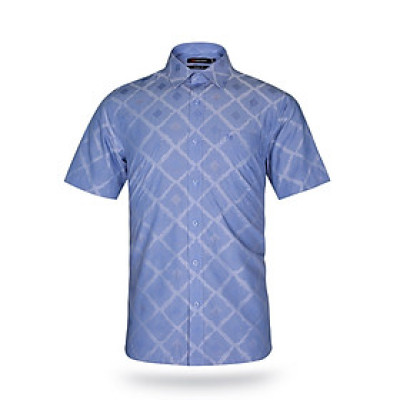 Áo sơ mi nam KHATOCO ngắn tay kẻ caro A1MN468T2-CNCR229-2411-N