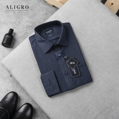 Áo sơ mi nam công sở dài tay Aligro màu navy ALGS158