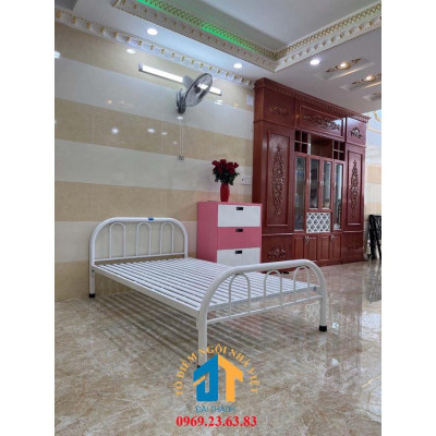 Giường sắt cao cấp mẫu đơn giản 1mx2m - ĐẠI THÀNH